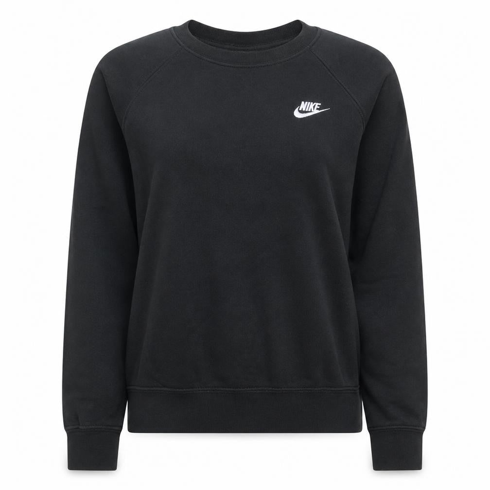 Nike Women's Black Small Pullover Sweatshirt Crew Neck Logo Cotton Blend