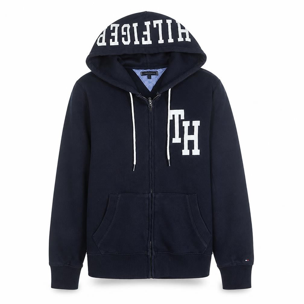 Tommy Hilfiger Men's Blue Full Zip Hoodie Size S Logo Fleece