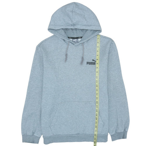 Puma Mens Grey Pullover Hoodie L Fleece Logo Hooded Sweatshirt