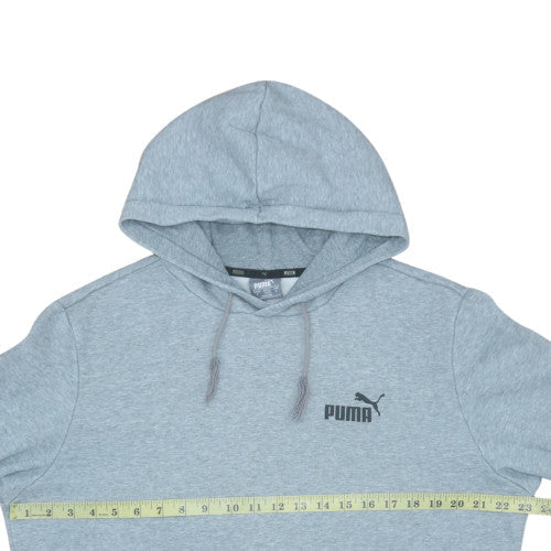 Puma Mens Grey Pullover Hoodie L Fleece Logo Hooded Sweatshirt
