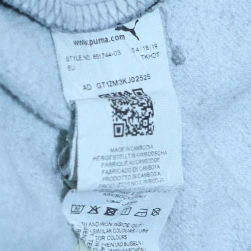 Puma Mens Grey Pullover Hoodie L Fleece Logo Hooded Sweatshirt