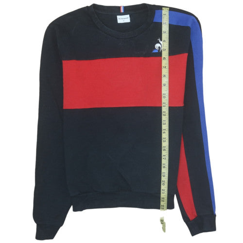 Le Coq Sportif Men's Black Red Crew Neck Sweatshirt M Sports Style