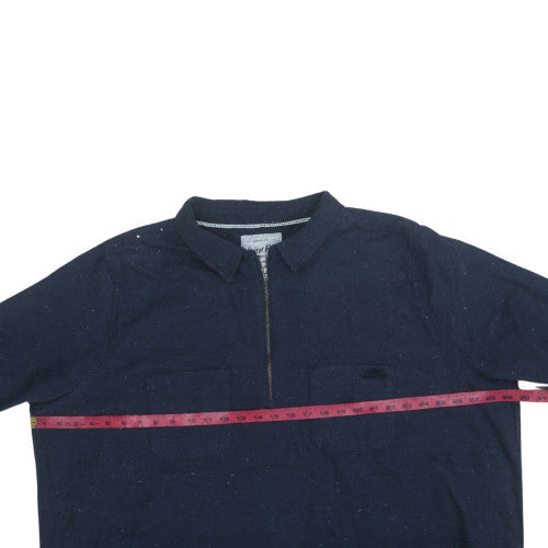 Weird Fish Men's Blue Henley 1/4 Zip Sweatshirt Size L