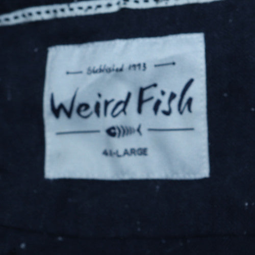 Weird Fish Men's Blue Henley 1/4 Zip Sweatshirt Size L