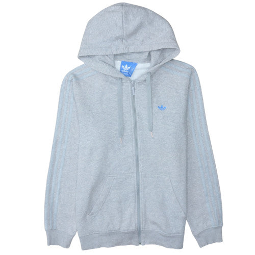 Adidas Mens Grey Full Zip Hoodie Sweatshirt Size M Classic Style