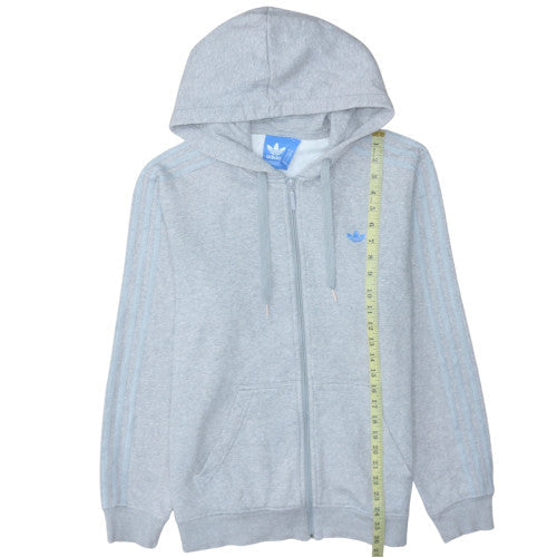 Adidas Mens Grey Full Zip Hoodie Sweatshirt Size M Classic Style