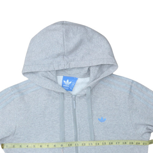 Adidas Mens Grey Full Zip Hoodie Sweatshirt Size M Classic Style