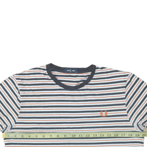 Fred Perry Men's Multicoloured Striped Cotton Crew Neck T-Shirt M