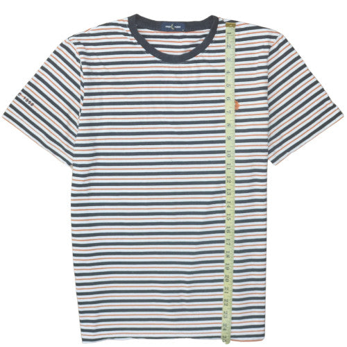 Fred Perry Men's Multicoloured Striped Cotton Crew Neck T-Shirt M