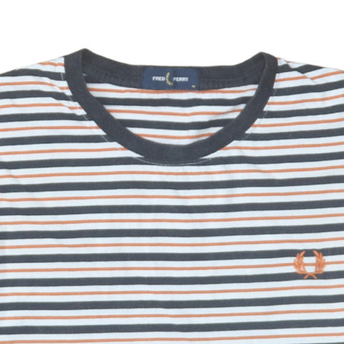 Fred Perry Men's Multicoloured Striped Cotton Crew Neck T-Shirt M