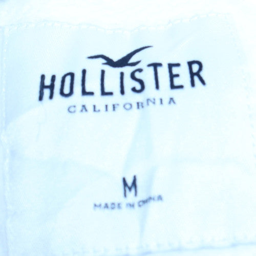 Hollister Women White Pullover Hoodie Medium Cotton Blend Logo Design