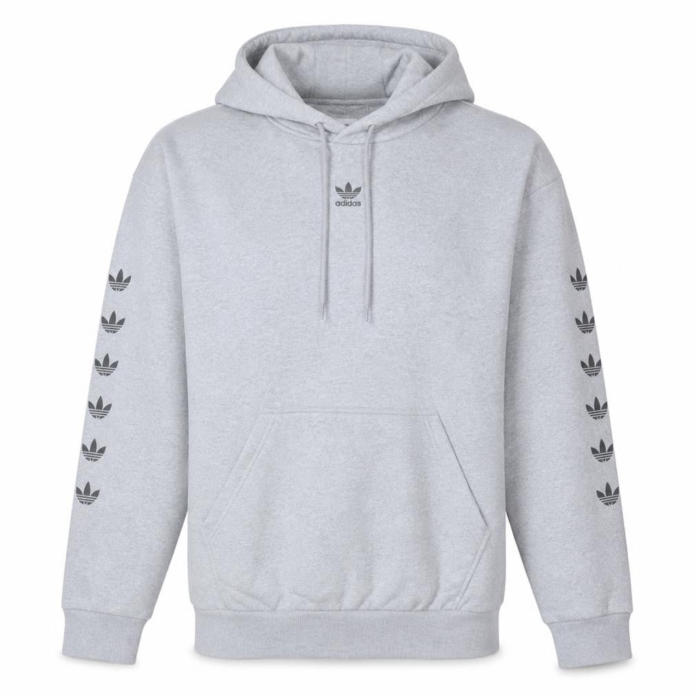 Adidas Womens Grey Pullover Hoodie Size 10 Relaxed Fit Trefoil Logo