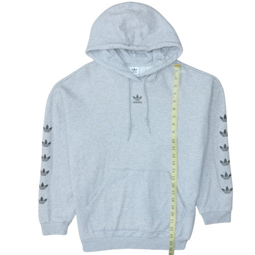 Adidas Womens Grey Pullover Hoodie Size 10 Relaxed Fit Trefoil Logo