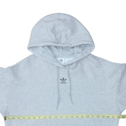 Adidas Womens Grey Pullover Hoodie Size 10 Relaxed Fit Trefoil Logo