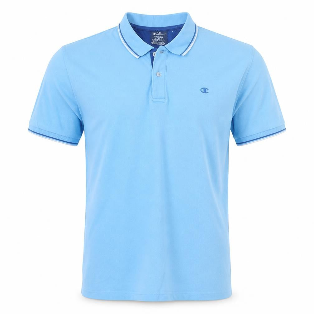 Champion Men's Blue Short Sleeve Polo Shirt Medium Cotton Classic Fit