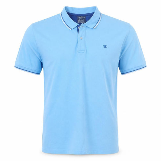 Champion Men's Blue Short Sleeve Polo Shirt Medium Cotton Classic Fit