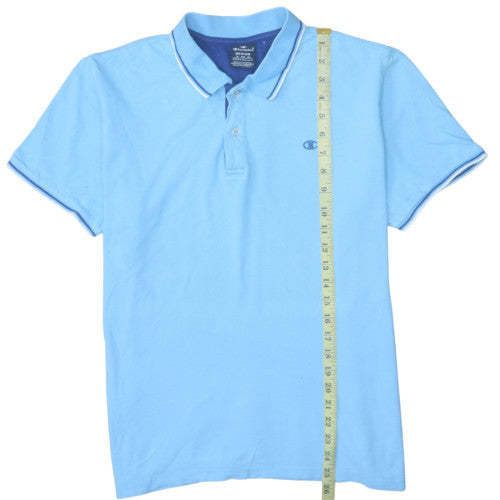 Champion Men's Blue Short Sleeve Polo Shirt Medium Cotton Classic Fit