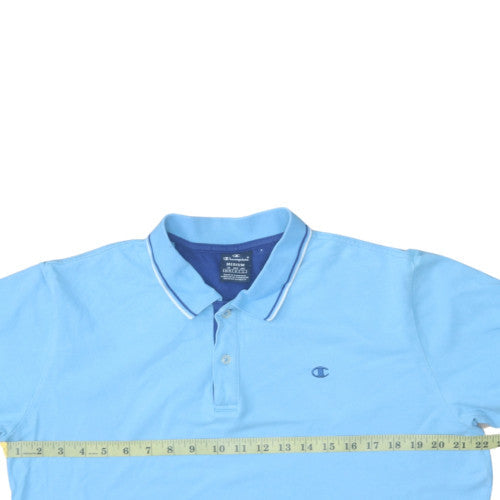 Champion Men's Blue Short Sleeve Polo Shirt Medium Cotton Classic Fit