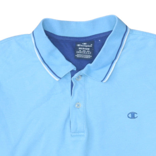 Champion Men's Blue Short Sleeve Polo Shirt Medium Cotton Classic Fit