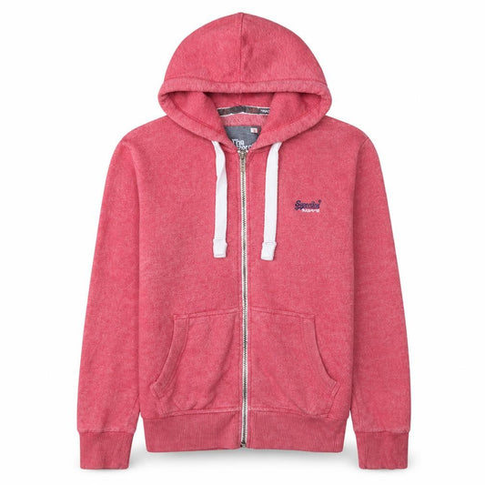 Superdry Men's Pink Full Zip Hoodie Size M Lightweight Hooded Sweatshirt