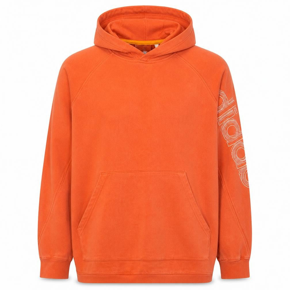 Adidas Mens Orange Pullover Hoodie M Sports Fleece Sweatshirt