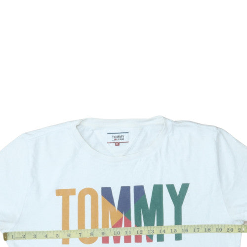Tommy Jeans Men's White Multi-Logo Cotton T-Shirt Size M