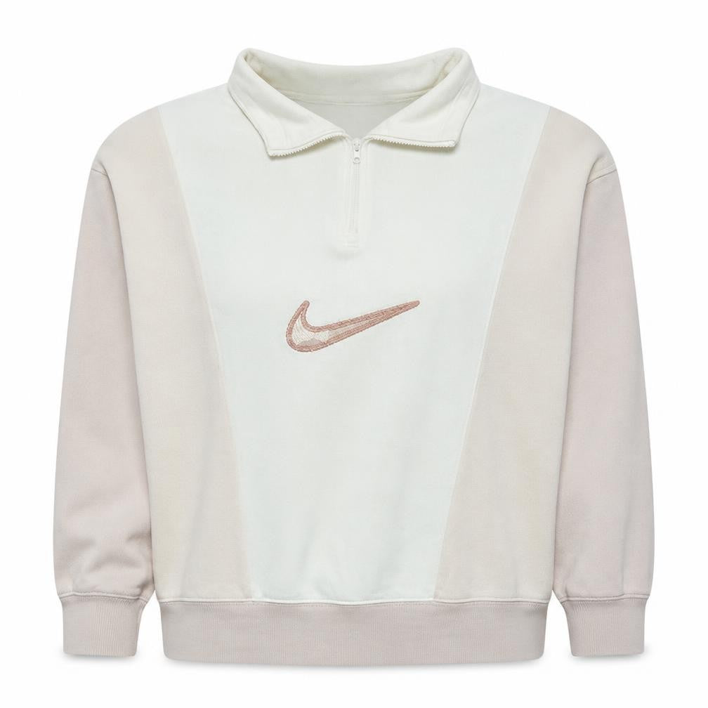 Nike Women Beige 1/4 Zip Pullover Sweatshirt XS Loose Fit