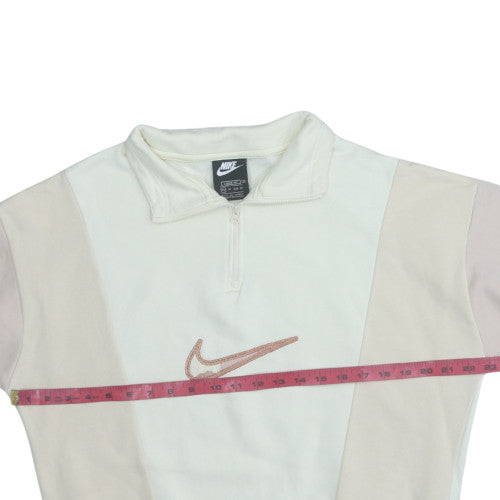 Nike Women Beige 1/4 Zip Pullover Sweatshirt XS Loose Fit