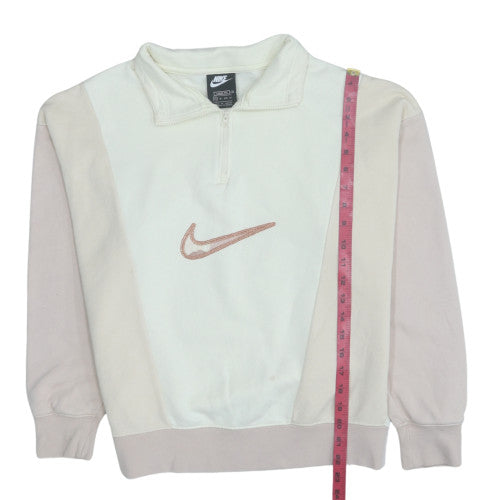 Nike Women Beige 1/4 Zip Pullover Sweatshirt XS Loose Fit