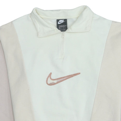 Nike Women Beige 1/4 Zip Pullover Sweatshirt XS Loose Fit