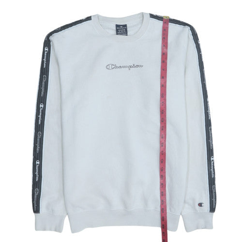 Champion Men's White Pullover Sweatshirt Medium Logo Fleece