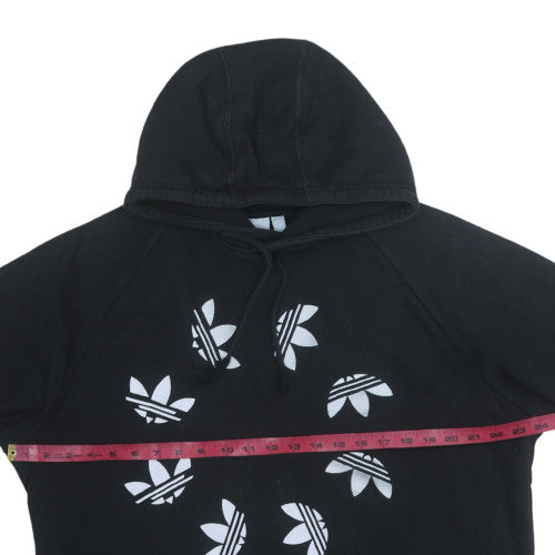 Adidas Mens Black Pullover Hoodie L Graphic Logo Fleece Sweatshirt