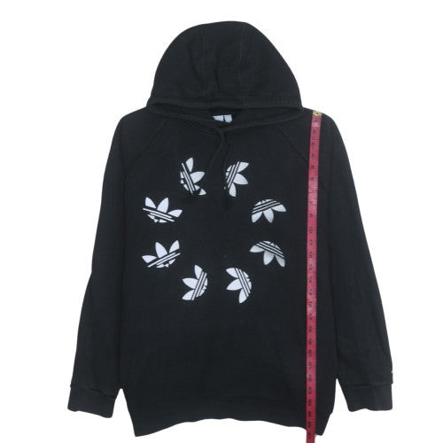 Adidas Mens Black Pullover Hoodie L Graphic Logo Fleece Sweatshirt