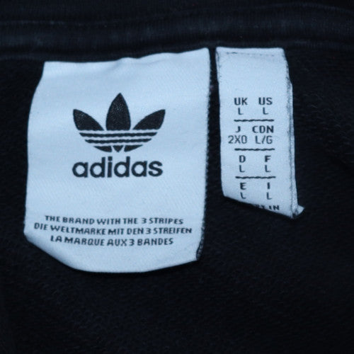 Adidas Mens Black Pullover Hoodie L Graphic Logo Fleece Sweatshirt