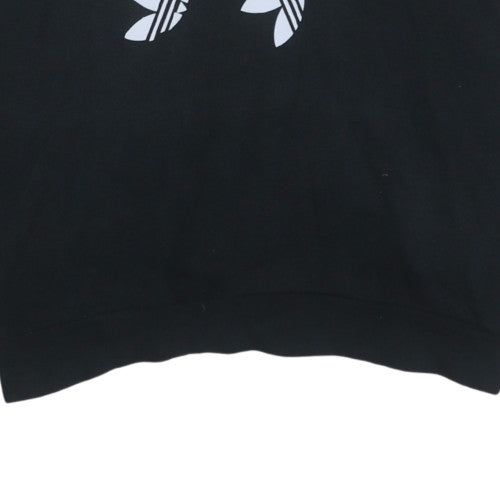 Adidas Mens Black Pullover Hoodie L Graphic Logo Fleece Sweatshirt