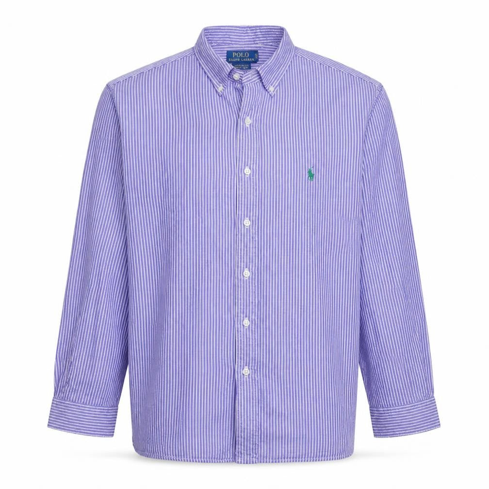 Ralph Lauren Men's Purple Striped Button-Down Long Sleeve Cotton Shirt L