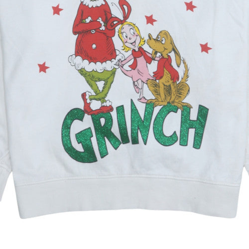The Grinch White Christmas Sweatshirt Women 12-14 Pullover Crew Neck