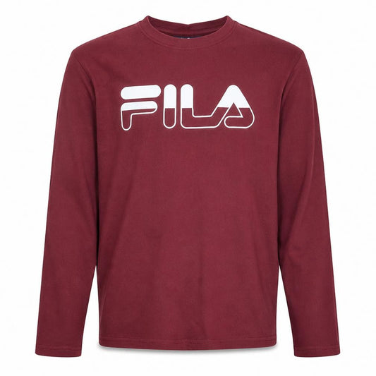 Fila Men's Red Long Sleeve Cotton Graphic Top M