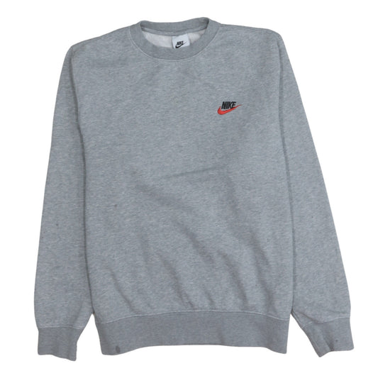 Nike Men Grey Small Pullover Crew Neck Sweatshirt Logo Sportswear