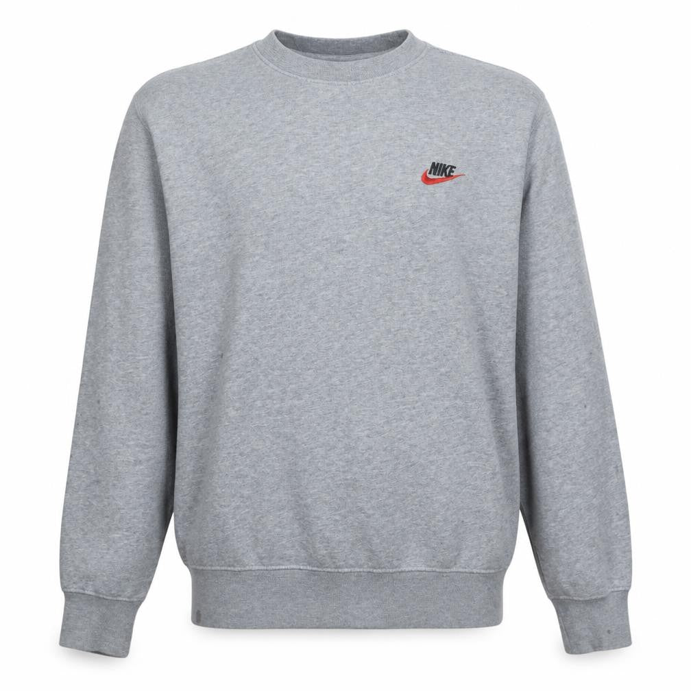 Nike Men Grey Small Pullover Crew Neck Sweatshirt Logo Sportswear