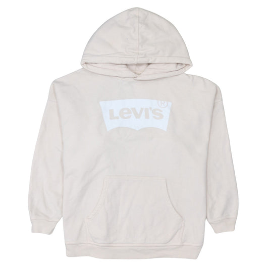 Levi's Men's Beige Pullover Hoodie M Logo Print Fleece Sweatshirt