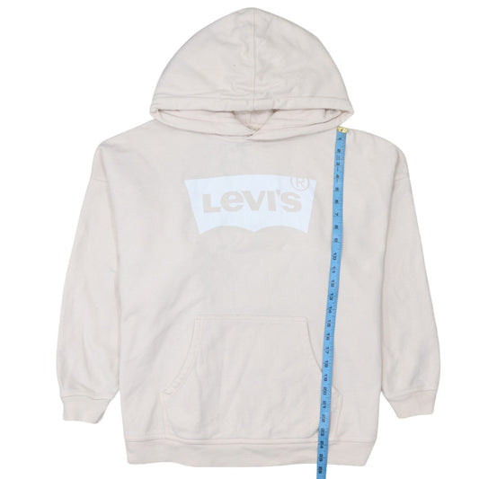 Levi's Men's Beige Pullover Hoodie M Logo Print Fleece Sweatshirt
