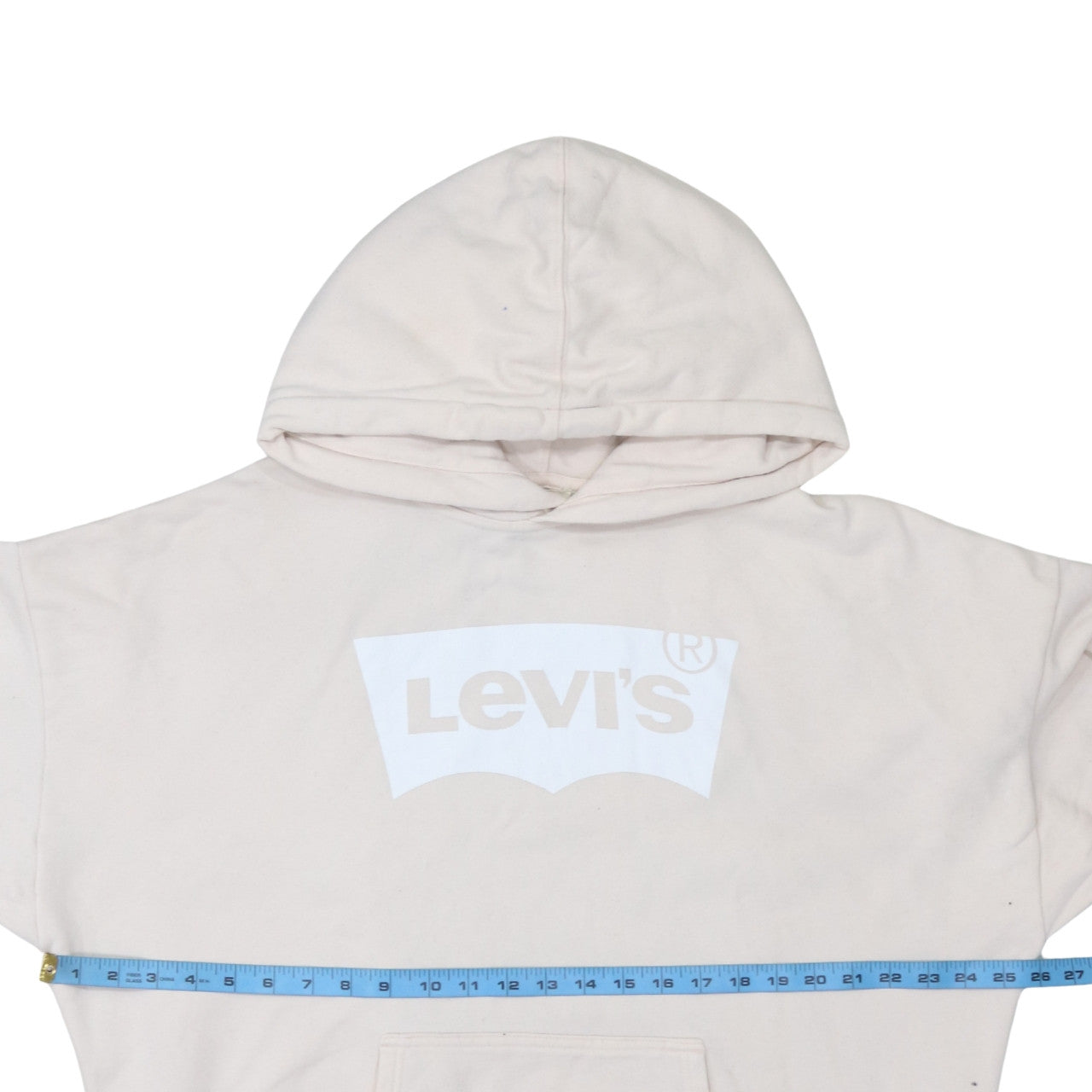 Levi's Men's Beige Pullover Hoodie M Logo Print Fleece Sweatshirt
