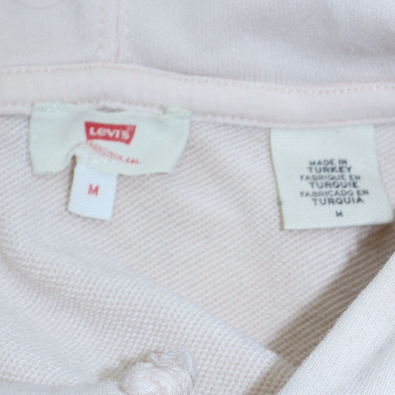 Levi's Men's Beige Pullover Hoodie M Logo Print Fleece Sweatshirt