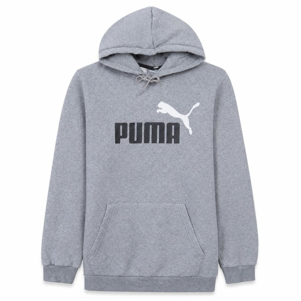 Puma Men's Grey Pullover Hoodie M Logo Graphic Fleece Sweatshirt