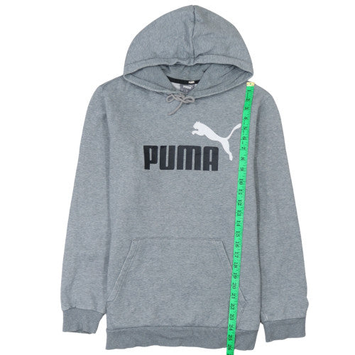 Puma Men's Grey Pullover Hoodie M Logo Graphic Fleece Sweatshirt