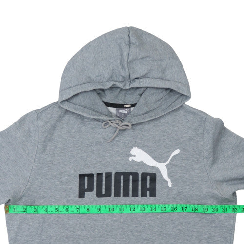 Puma Men's Grey Pullover Hoodie M Logo Graphic Fleece Sweatshirt