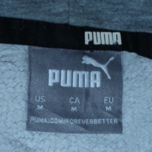 Puma Men's Grey Pullover Hoodie M Logo Graphic Fleece Sweatshirt