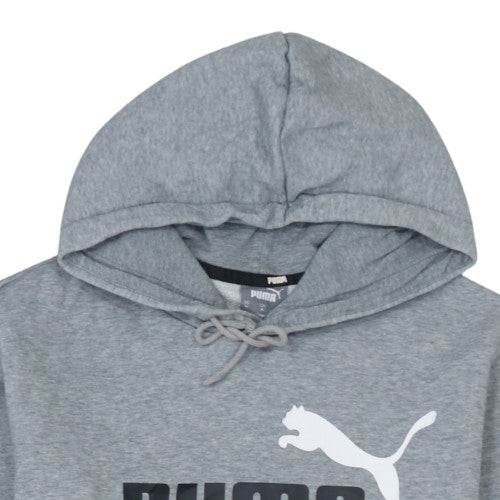Puma Men's Grey Pullover Hoodie M Logo Graphic Fleece Sweatshirt