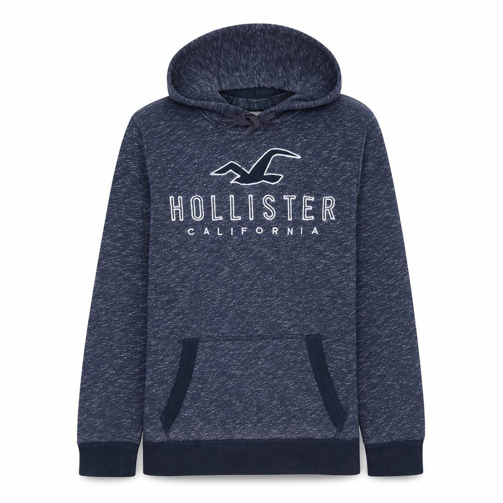 Hollister Men Blue Pullover Hoodie M Fleece Logo Sweatshirt